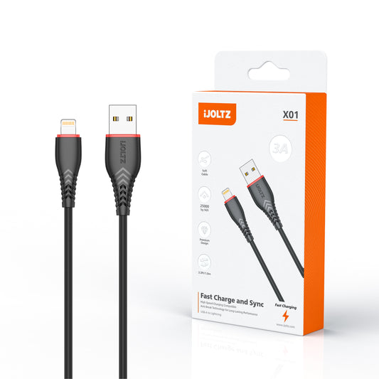 3A USB to Lightning Charging Cable Black